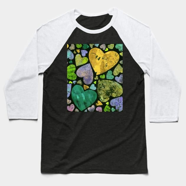 Hearty heart (golden yellow on black) Baseball T-Shirt by Once in a Kiwi Blue Moon